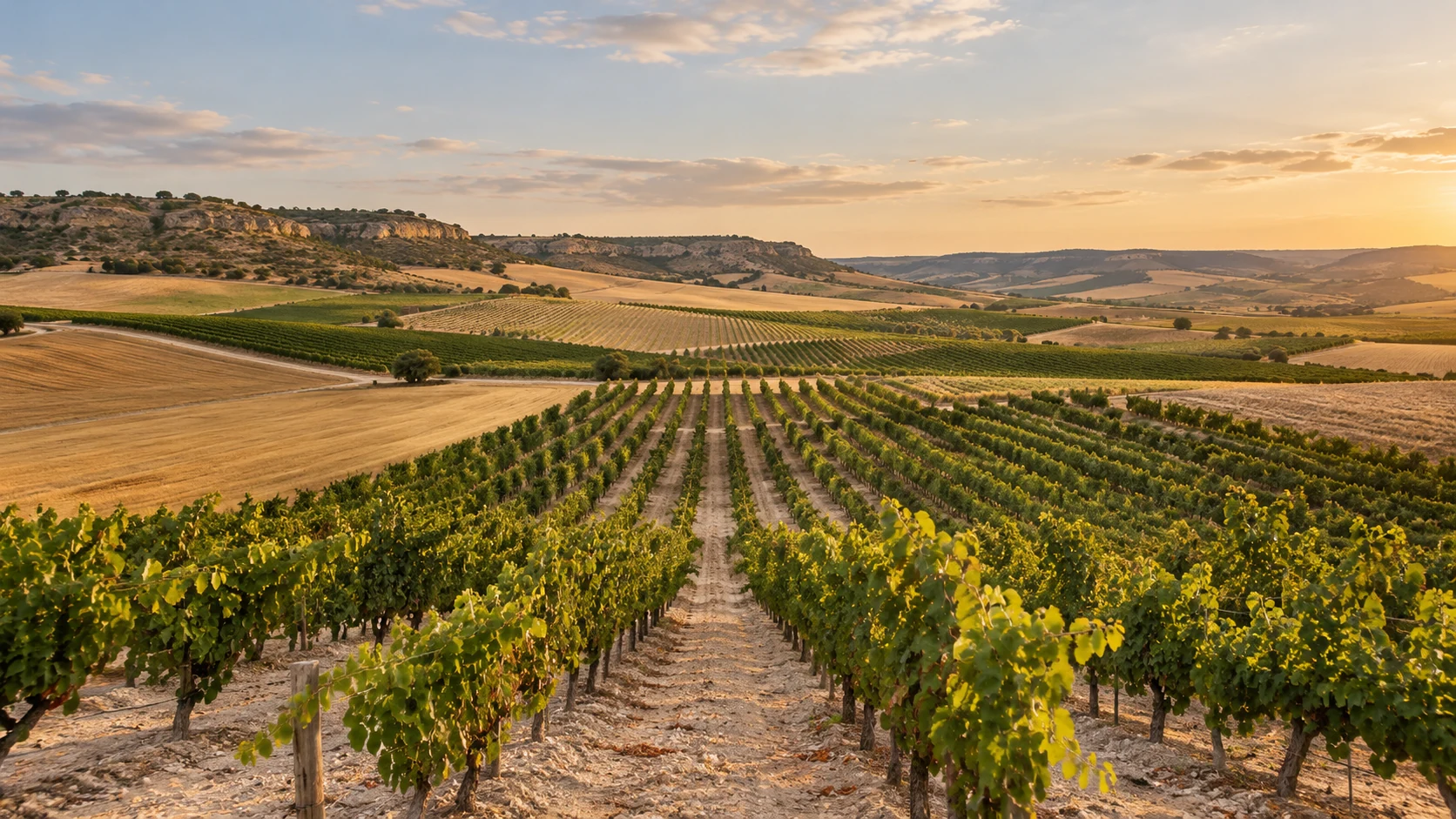 Cepas viejas en vaso sobre terreno pedregoso al atardecer Paisaje de viñedos de Ribera del Duero entre laderas y suelos calizos Territorio de Ribera del Duero | Vinícola La Calera Dejar vacío Paisaje de viñedos que representa el territorio de Ribera del Duero y la diversidad de suelos, orientaciones y altitudes que definen los vinos de Vinícola La Calera. home-territorio-otono.webp Viñedo en otoño con tonos rojizos y dorados al atardecer Viñedo en otoño | Vinícola La Calera Dejar vacío Viñedo durante el otoño, cuando las hojas adquieren tonalidades rojizas y doradas que reflejan la diversidad y el carácter del paisaje vitícola. home-vinos-cepa-vieja.webp Cepa vieja de Tinto Fino con racimos de uva en el viñedo Cepa vieja de Tinto Fino | Vinícola La Calera Dejar vacío Detalle de una cepa vieja con racimos de Tinto Fino, variedad protagonista de los vinos de Vinícola La Calera en Ribera del Duero. bodega-vendimia.webp Vendimia manual de uva tinta entre las filas del viñedo Vendimia manual | Vinícola La Calera Dejar vacío Trabajo de vendimia manual en el viñedo, reflejo de una elaboración ligada al origen, al cuidado de la uva y al conocimiento de cada parcela. bodega-uvas-tinto-fino.webp Racimos maduros de uva Tinto Fino en el viñedo Uva Tinto Fino | Vinícola La Calera Dejar vacío Primer plano de racimos maduros de Tinto Fino, variedad que articula el proyecto de Vinícola La Calera y expresa las particularidades de cada viñedo. territorio-altitud-suelo.webp Viñedos en ladera sobre suelos calizos de Ribera del Duero Altitud y suelos de Ribera del Duero | Vinícola La Calera Dejar vacío Viñedos asentados sobre terrenos de marcada presencia caliza, donde la altitud, el suelo y la orientación condicionan la expresión de cada parcela. territorio-vina-vieja.webp